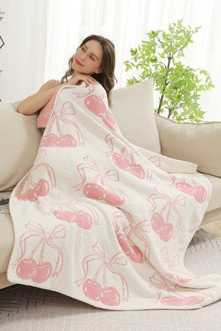 Cherry Bow Throw Blanket