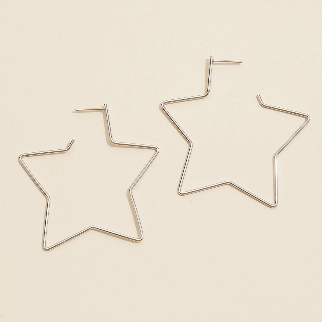 18K Gold Dip Star Hoop Earrings