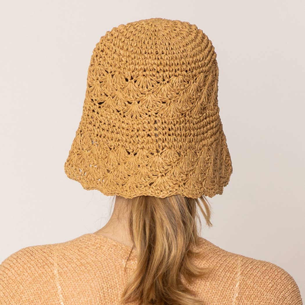 Summer Beach Crochet Straw Bucket Hat