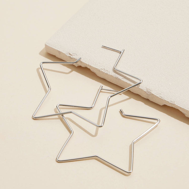 18K Gold Dip Star Hoop Earrings