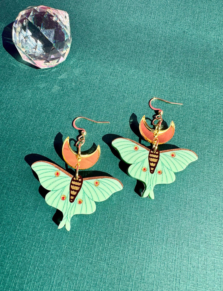 Lunar Moth Dangle Earrings