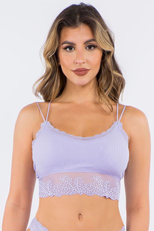 Lace Trim Ribbed Bralette