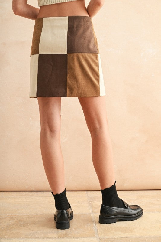 Patchwork Suede Skirt