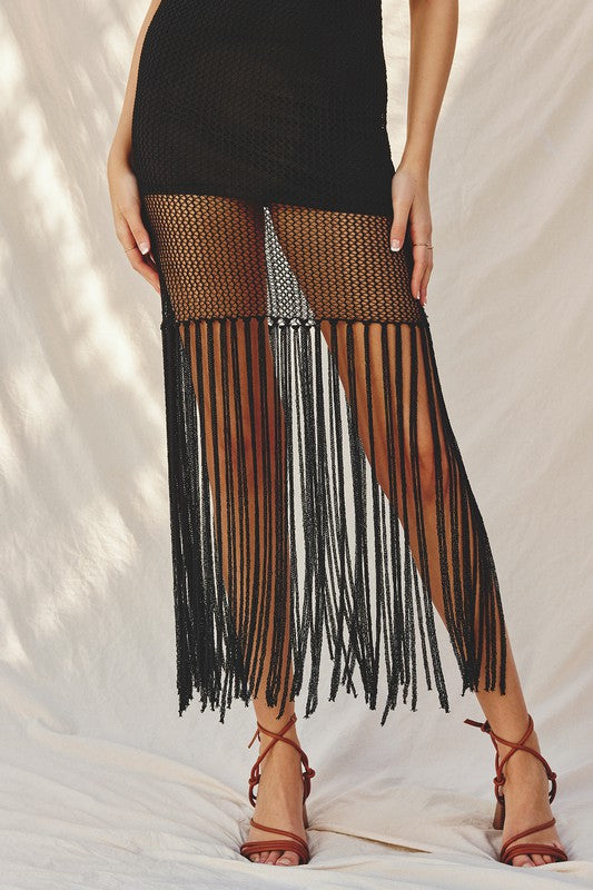 Fringe Hem Midi Dress