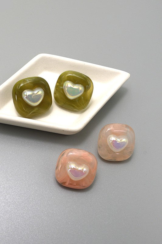 Acrylic Heart Studs