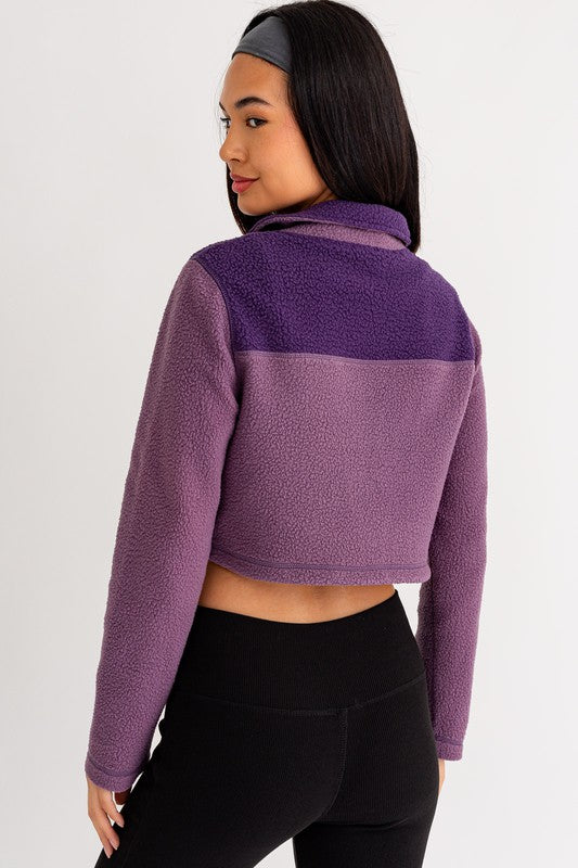 Grape Fleece Crop Sweater