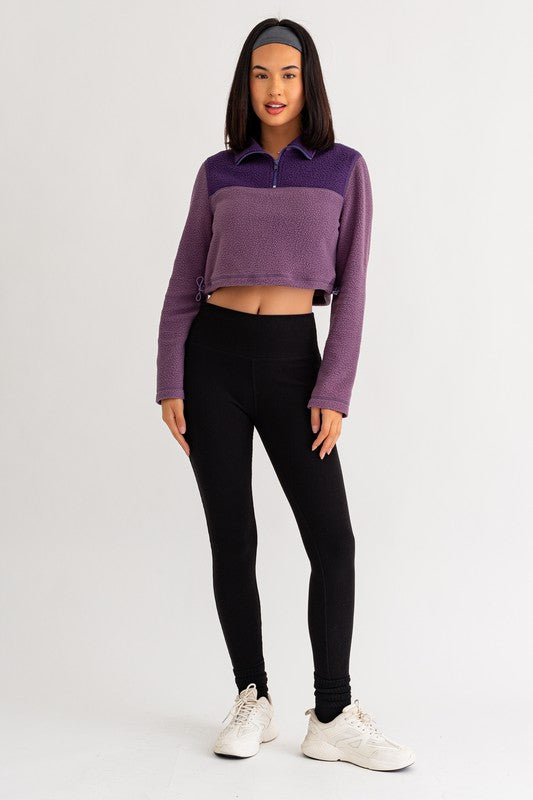 Grape Fleece Crop Sweater