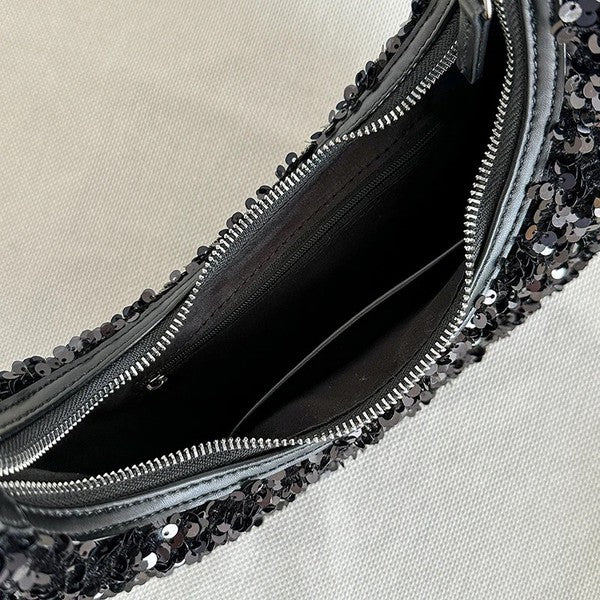Sequin Half Moon Shoulder Bag