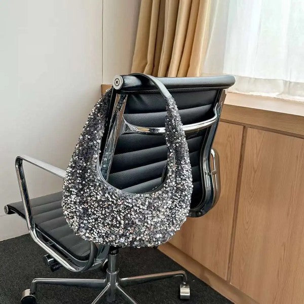 Sequin Half Moon Shoulder Bag