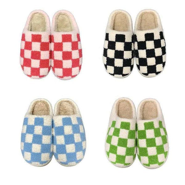 Checkered Sherpa Slippers
