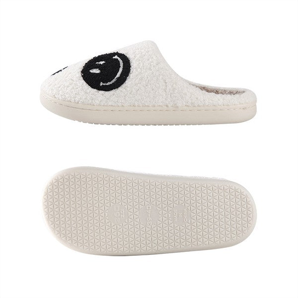 Smiley Face Sherpa Slippers