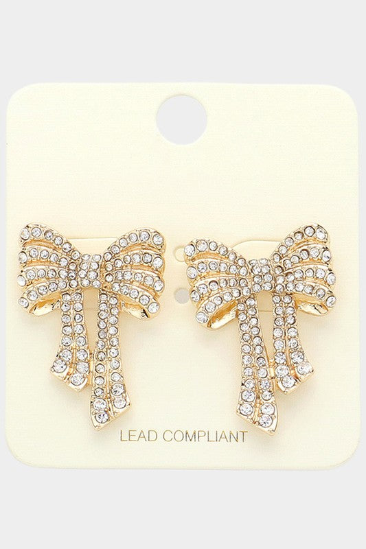 Rhinestone Bow Earrings