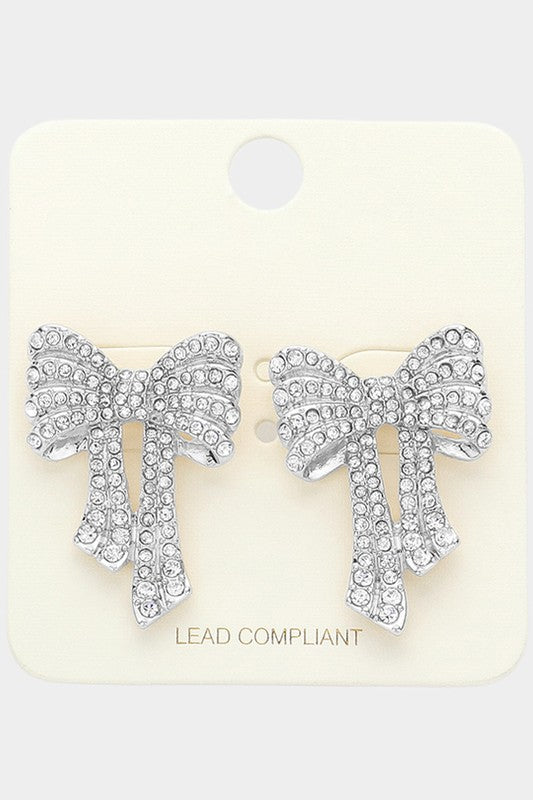 Rhinestone Bow Earrings