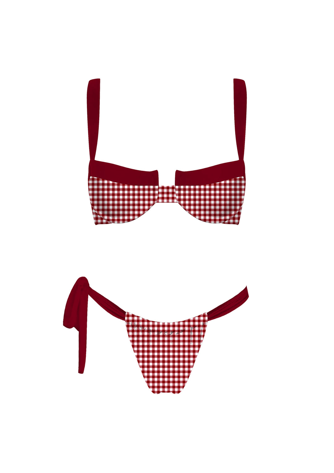 Red Gingham Bikini Top