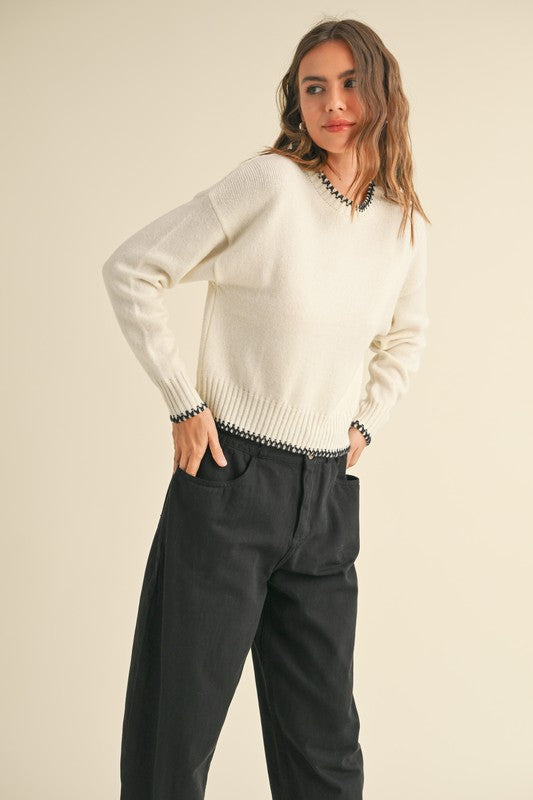 Contrast stitch sweater