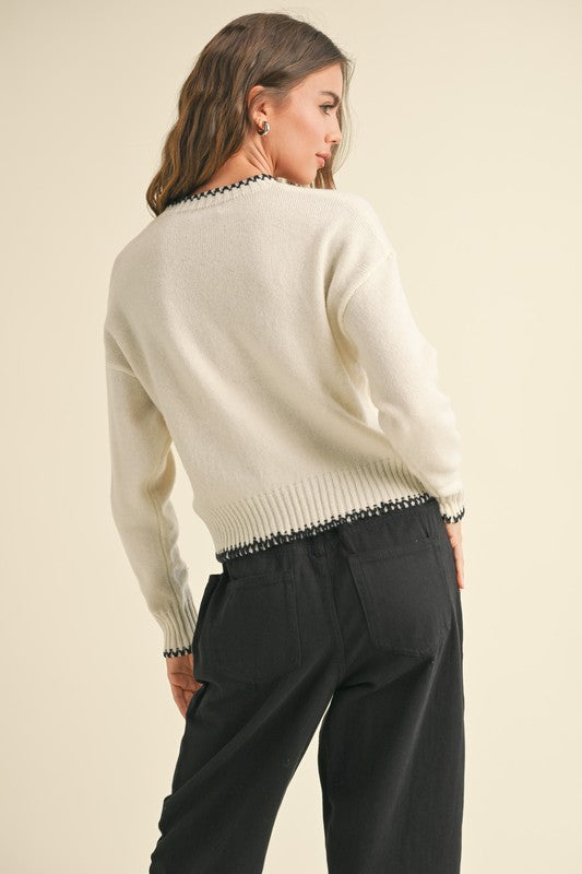 Contrast stitch sweater