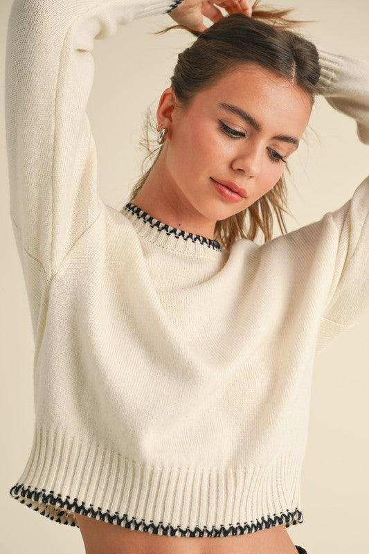 Contrast stitch sweater