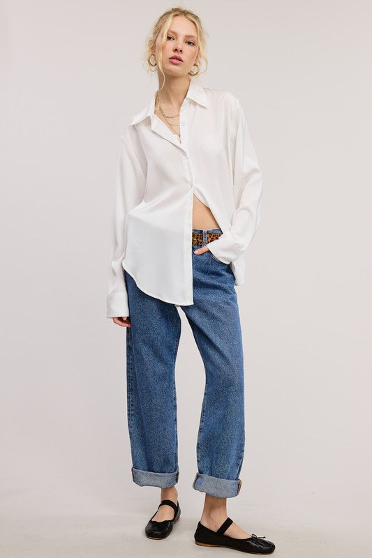 Satin Button Down