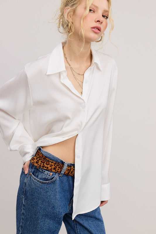 Satin Button Down