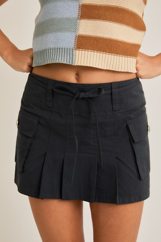 Pleated Cargo Skirt