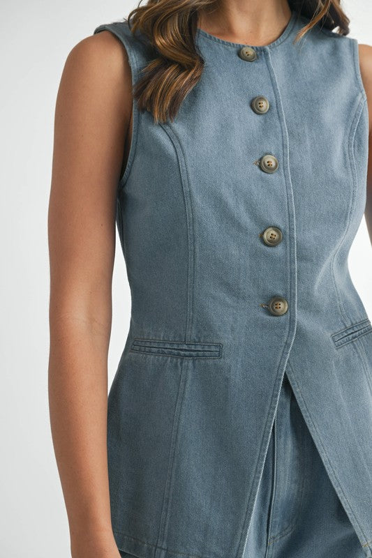 With the wind denim vest