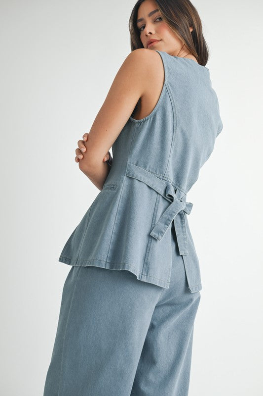 With the wind denim pants
