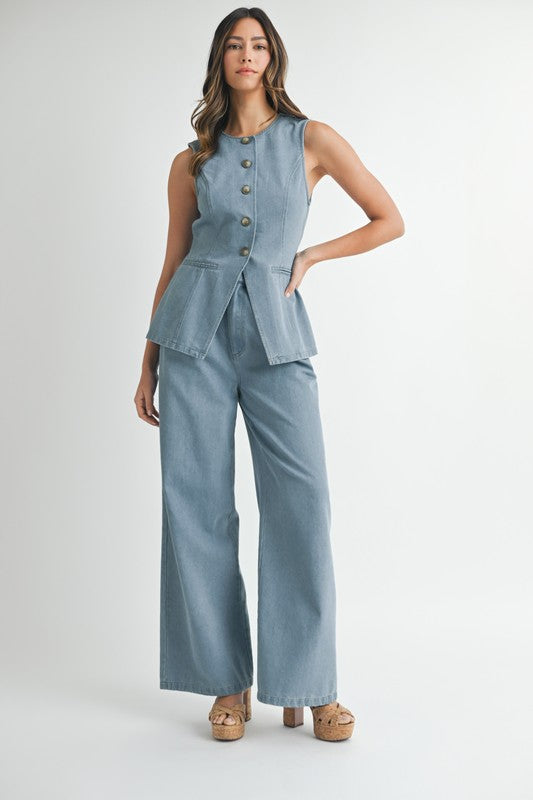 With the wind denim vest