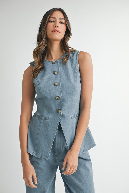 With the wind denim vest