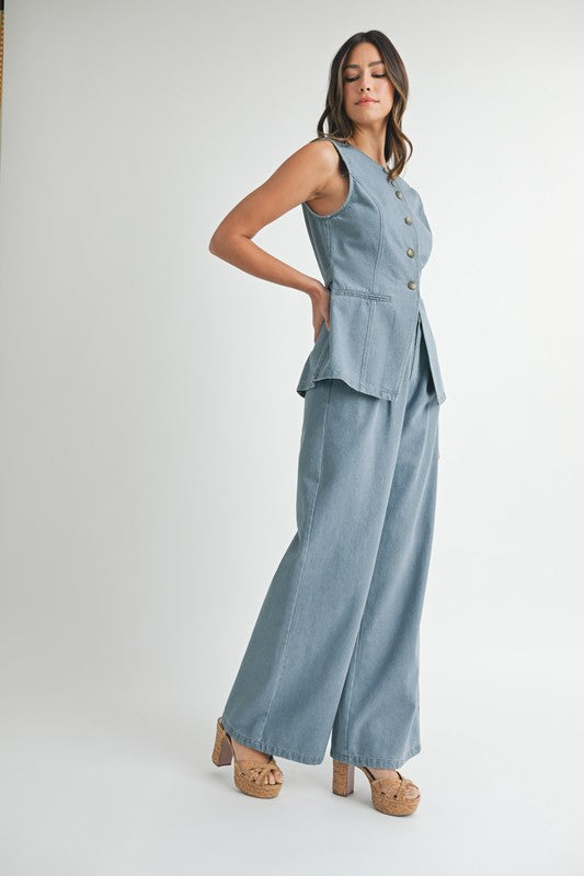 With the wind denim pants