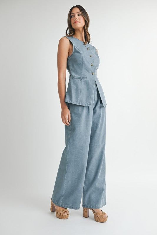 With the wind denim pants