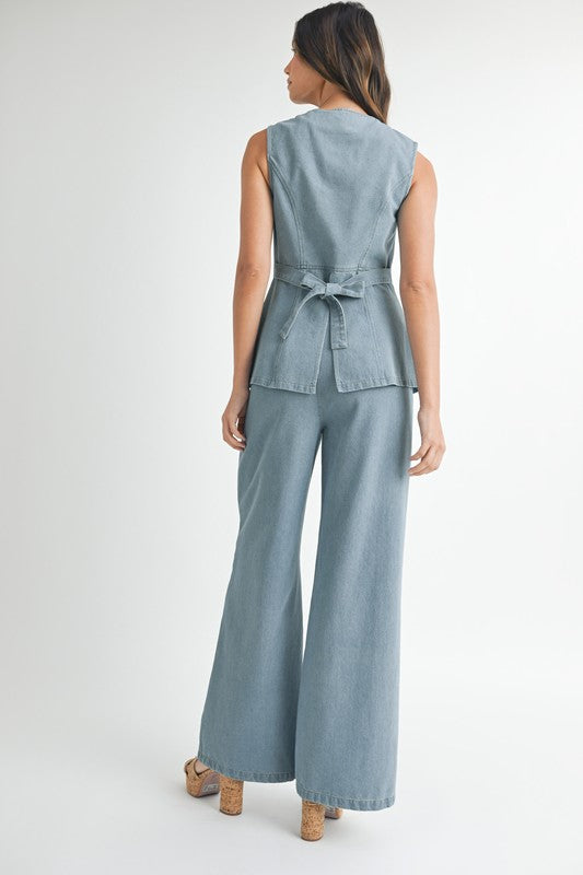 With the wind denim pants