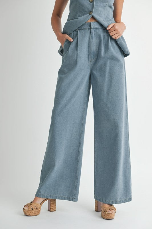 With the wind denim pants