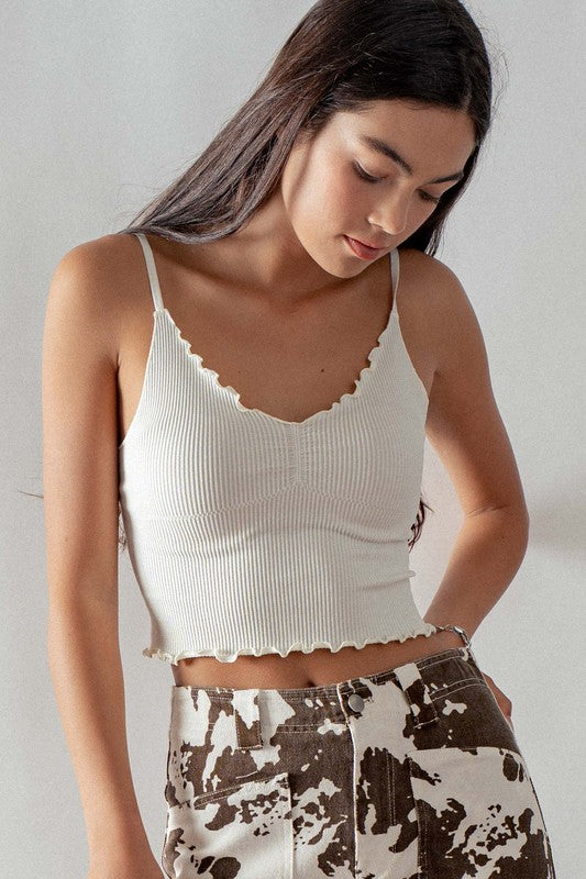 Ribbed Ruffle Trim Cami