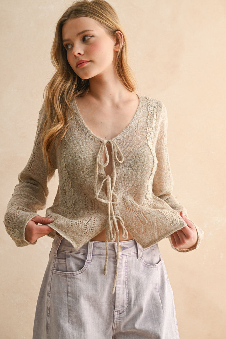 Willow Lace Tie Front Cardigan