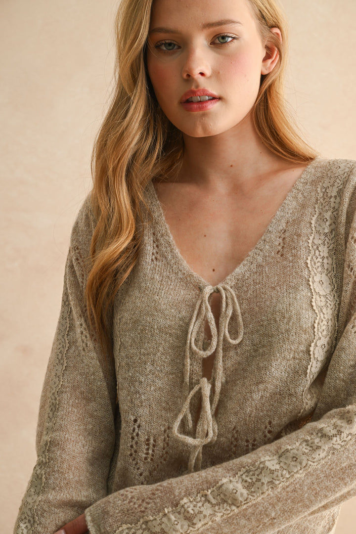 Willow Lace Tie Front Cardigan