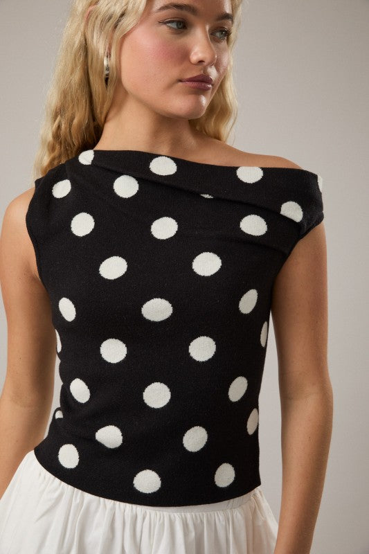 Asymmetrical Polka Dot Top