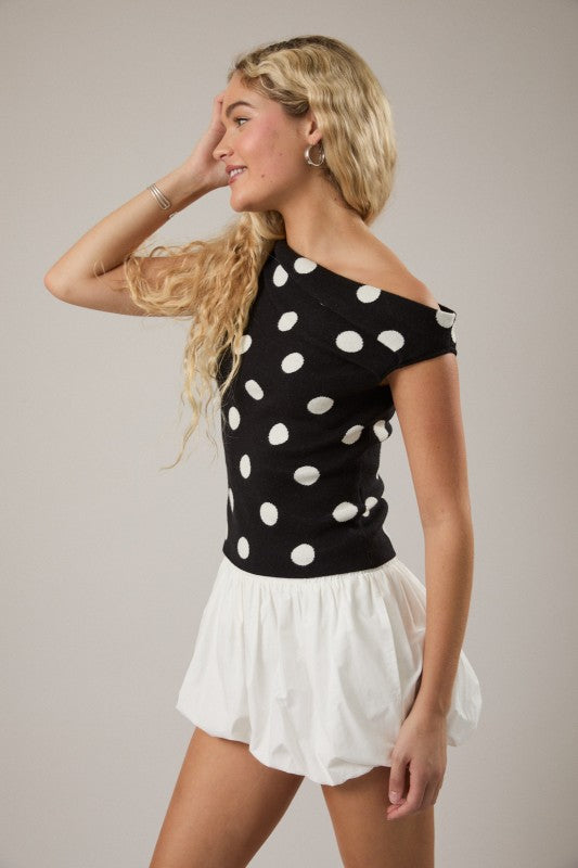 Asymmetrical Polka Dot Top
