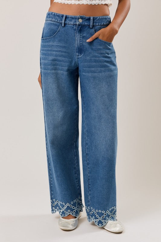 Eyelet Detail Jeans