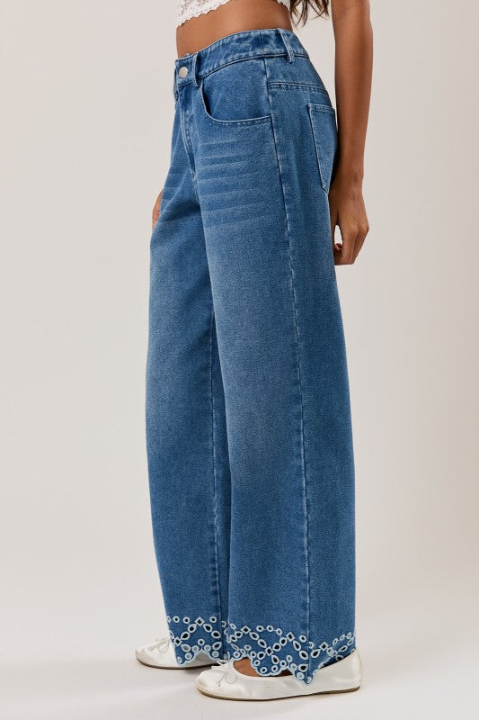 Eyelet Detail Jeans