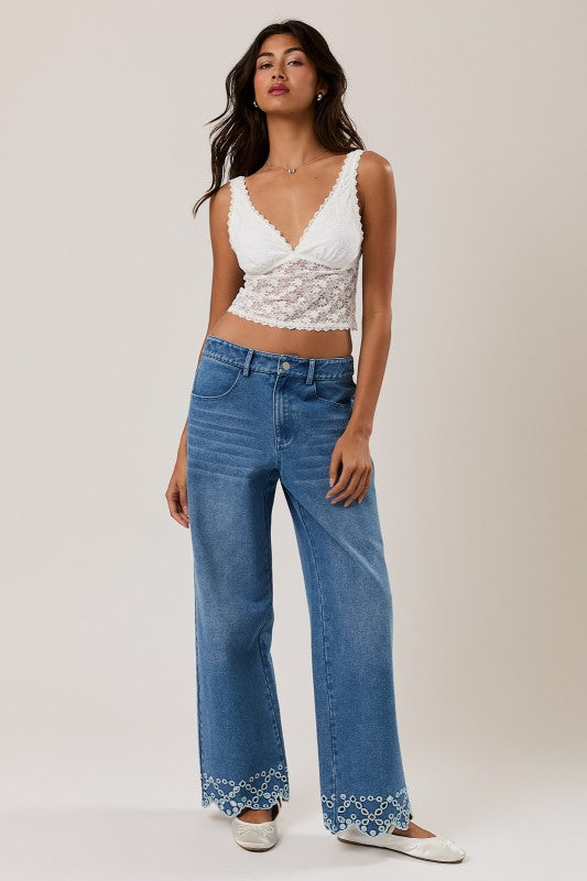 Eyelet Detail Jeans