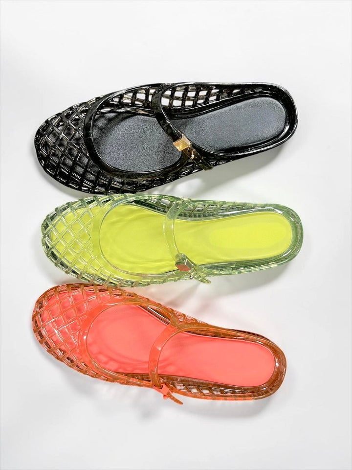 Black Glitter Jelly Mules