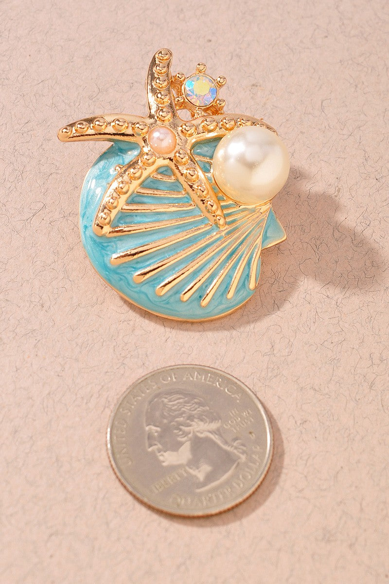 Teal Shell Earring