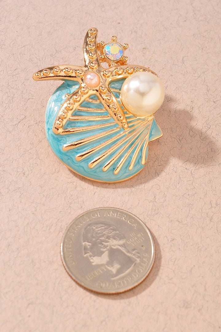 Teal Shell Earring