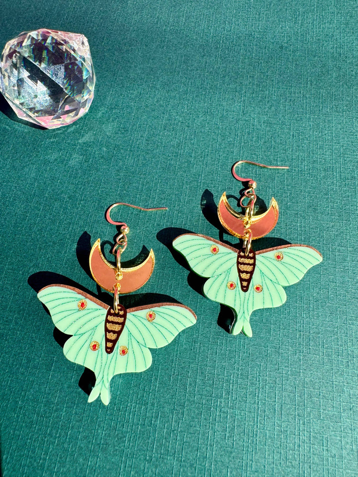 Lunar Moth Dangle Earrings