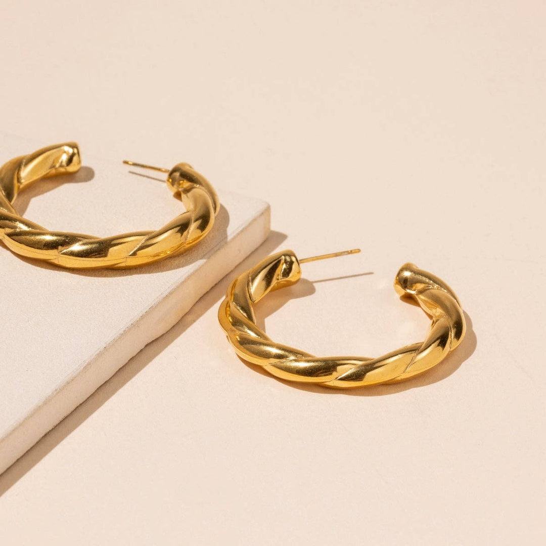 Twisted Gold Hoops