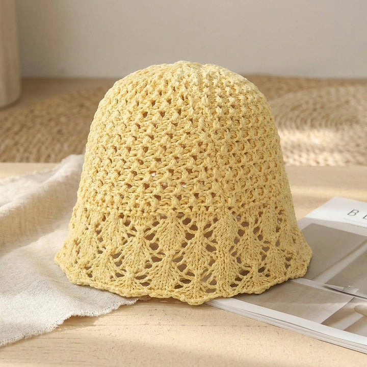 Open Knit Straw Bucket Hat