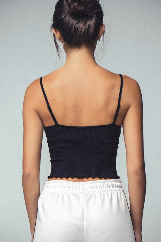 Ribbed Ruffle Trim Cami
