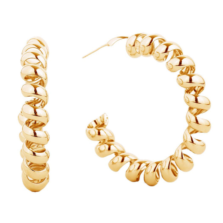 14K Gold-Dipped Spiral Hoops