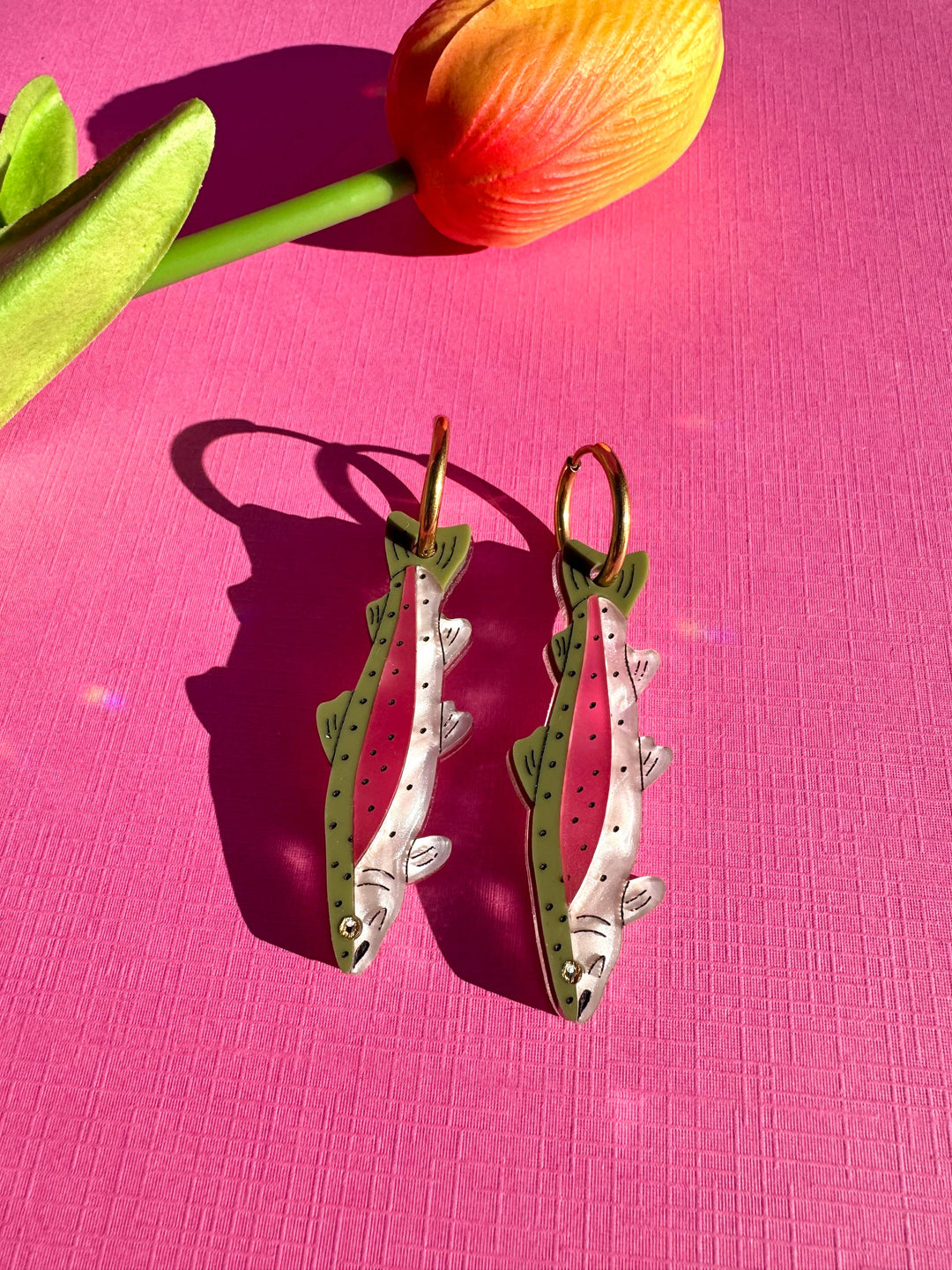 Rainbow Trout Dangle Earrings