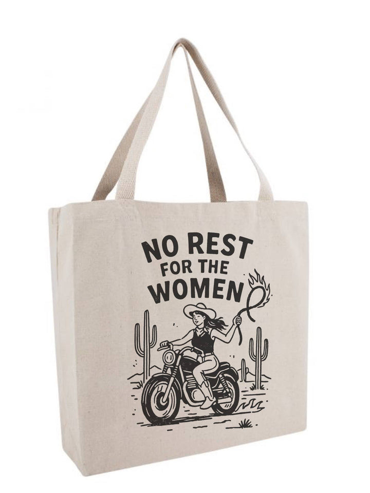 No rest for the women tote bag